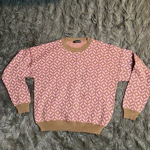 Pink and Gold Print Sweater Size Small